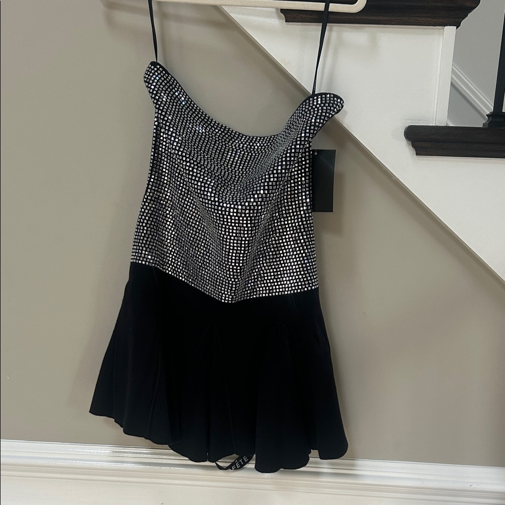 Retrofete Black and Silver Mini Dress